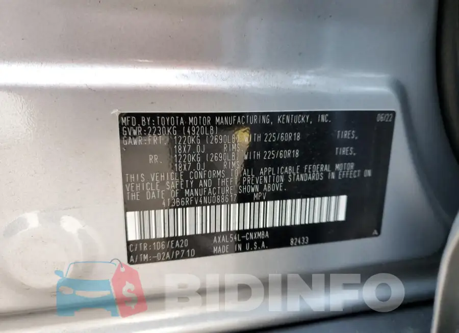 4T3B6RFV4NU088617 Photo# 13