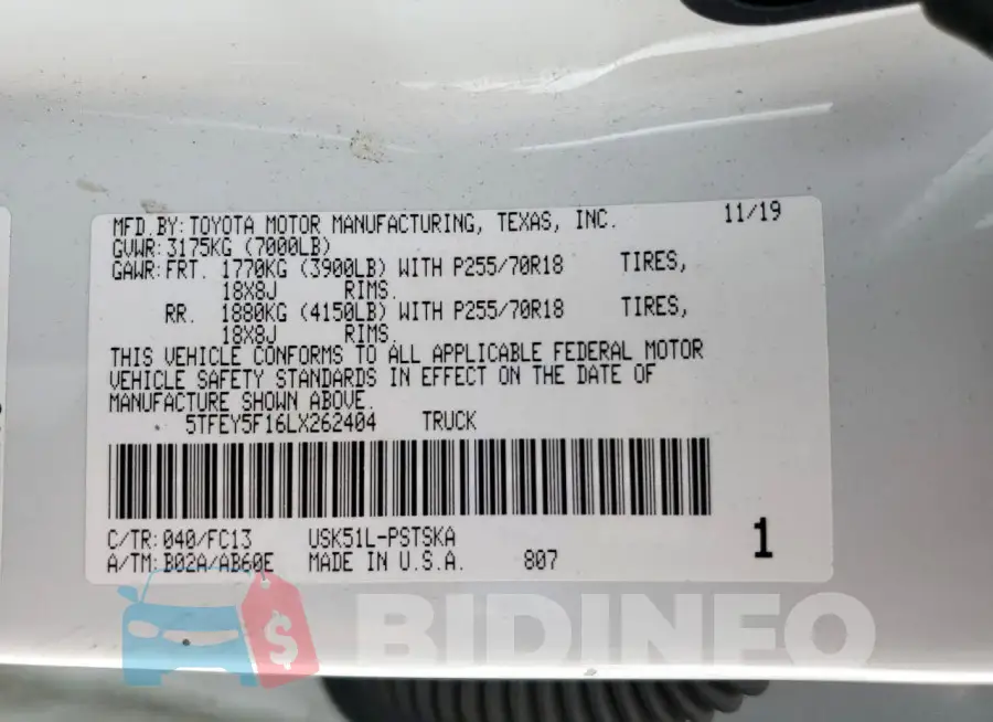 5TFEY5F16LX262404 Photo# 12