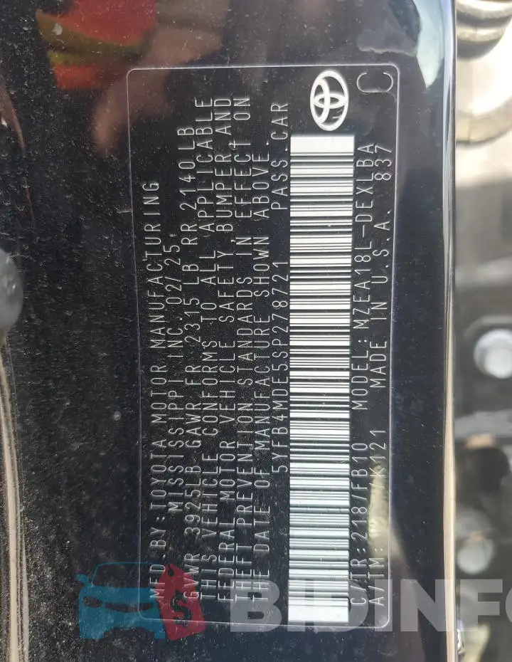 5YFB4MDE5SP278721 Photo# 12
