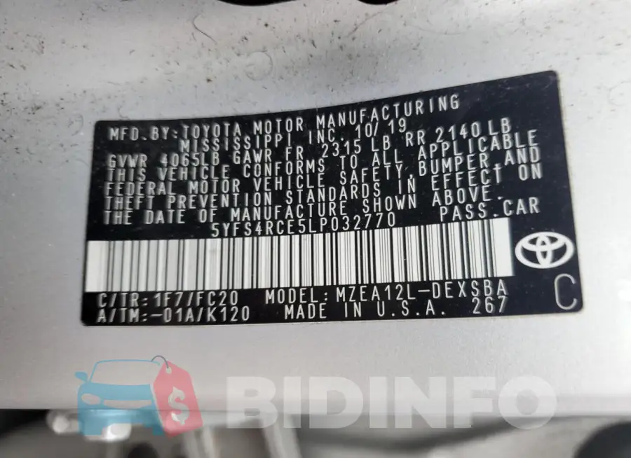 5YFS4RCE5LP032770 Photo# 12