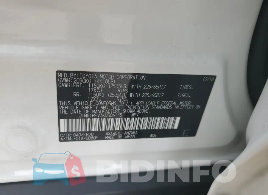 JTMG1RFV3KD506145 Photo# 13