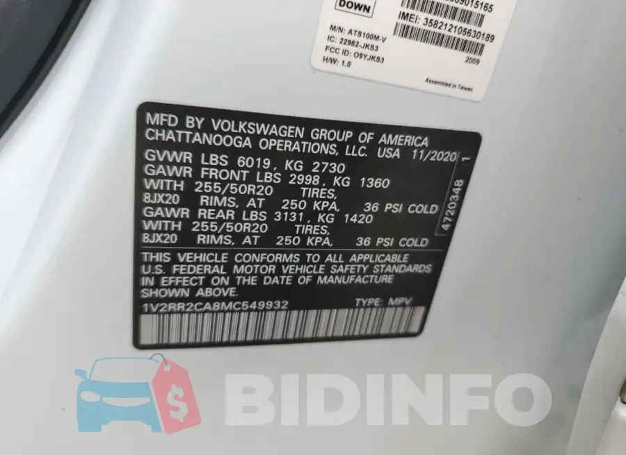 1V2RR2CA8MC549932 Photo# 13