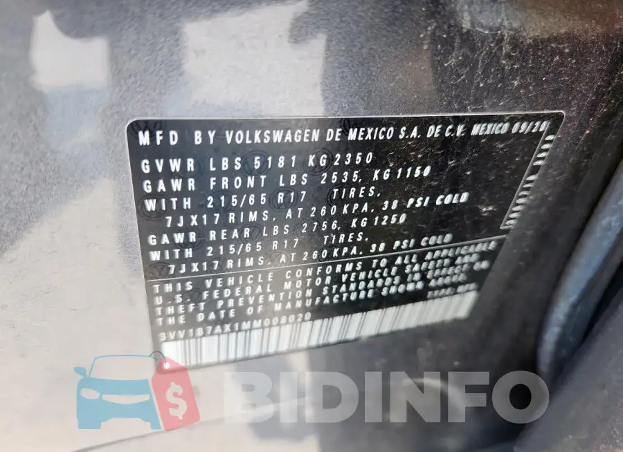 3VV1B7AX1MM008020 Photo# 13