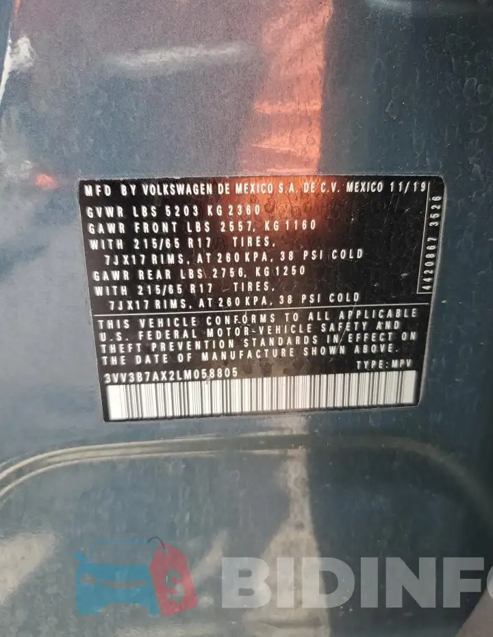 3VV3B7AX2LM058805 Photo# 13