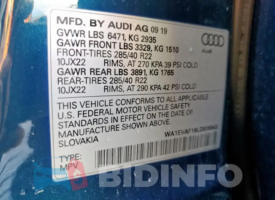 WA1EVAF16LD006843 Photo# 13
