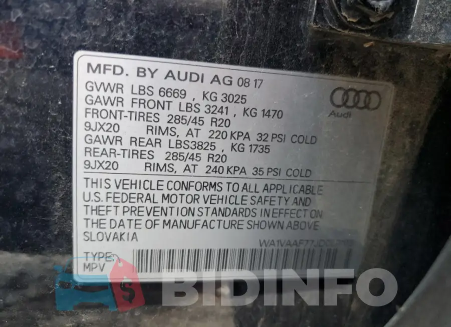 WA1VAAF77JD009103 Photo# 14
