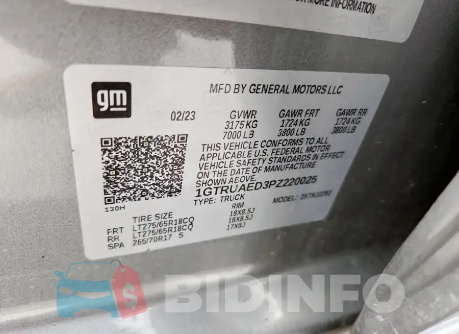 1GTRUAED3PZ220025 Photo# 12