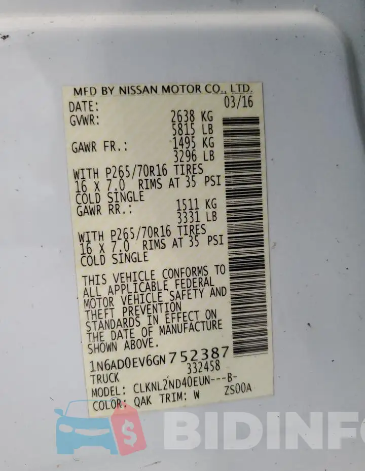 1N6AD0EV6GN752387 Photo# 13