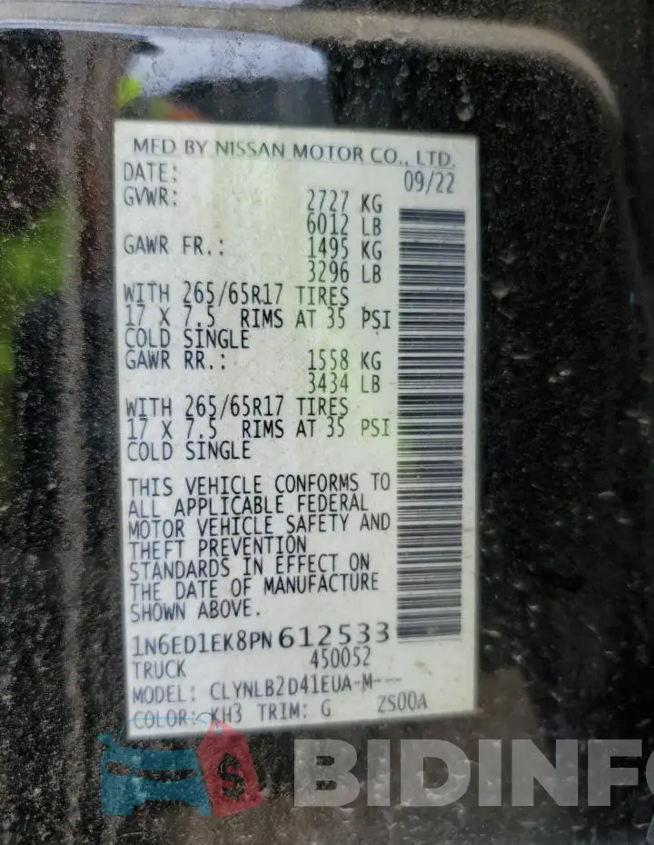 1N6ED1EK8PN612533 Photo# 12