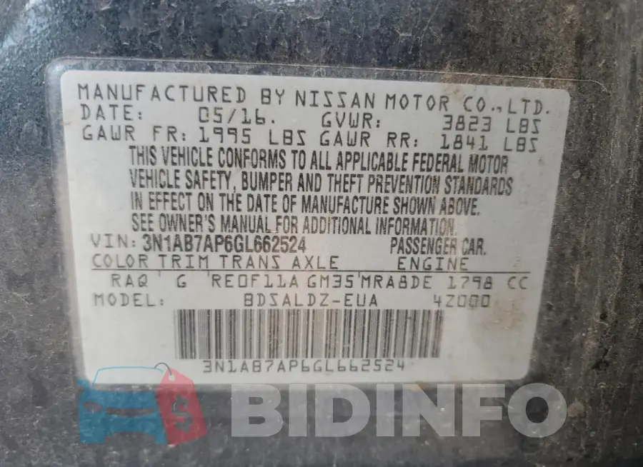3N1AB7AP6GL662524 Photo# 13