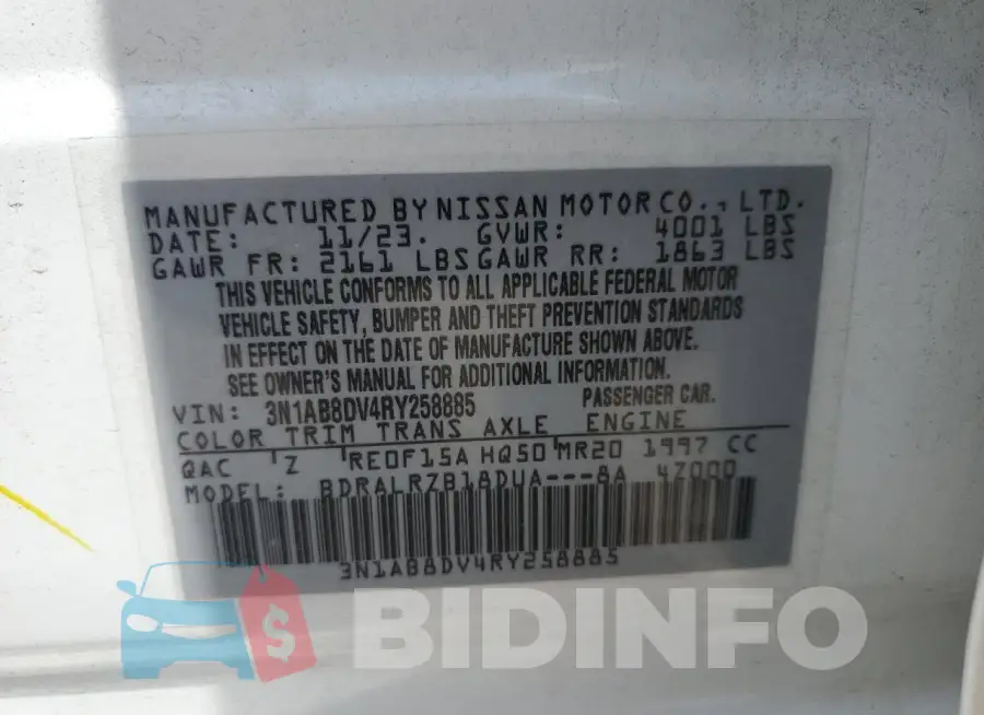 3N1AB8DV4RY258885 Photo# 13