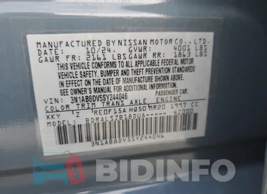 3N1AB8DV5SY244046 Photo# 12