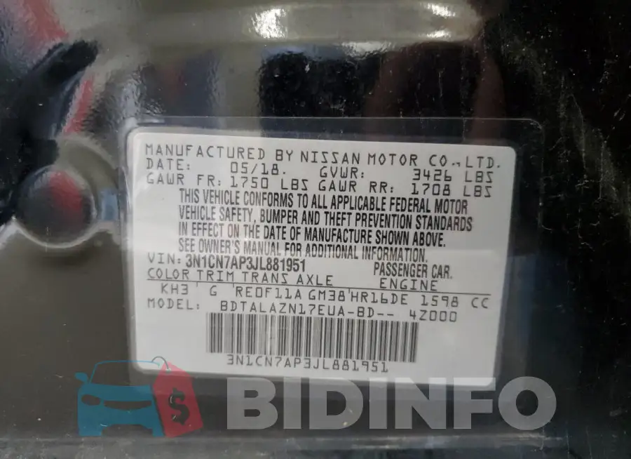 3N1CN7AP3JL881951 Photo# 12