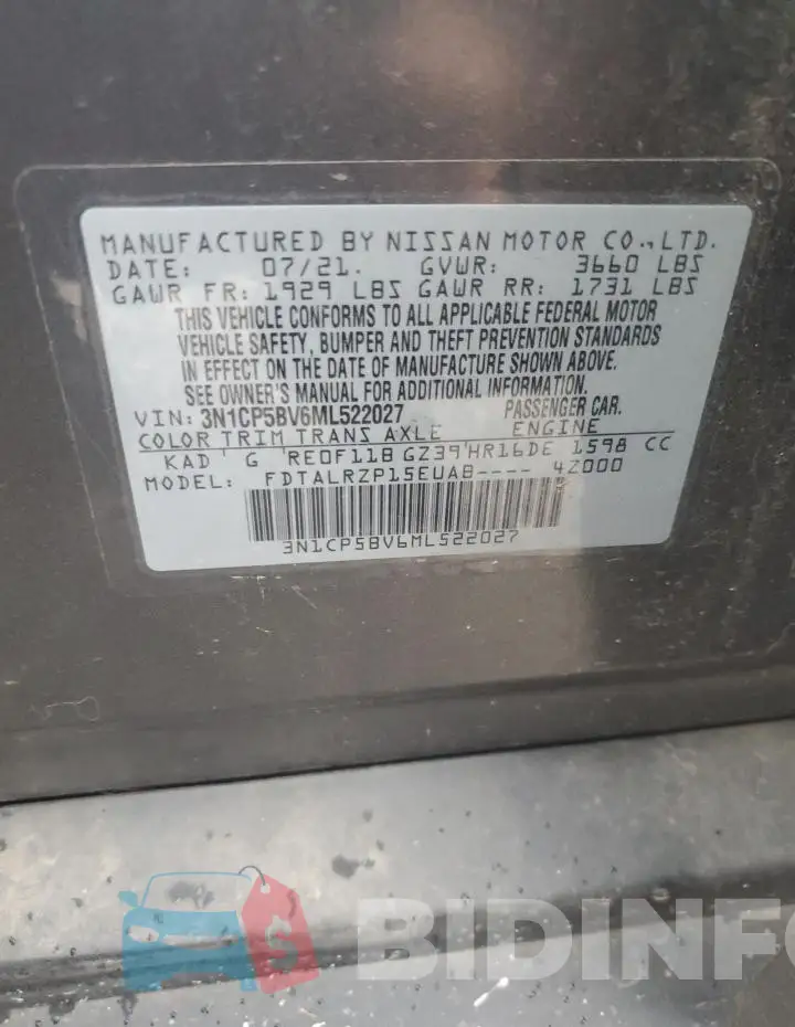 3N1CP5BV6ML522027 Photo# 12
