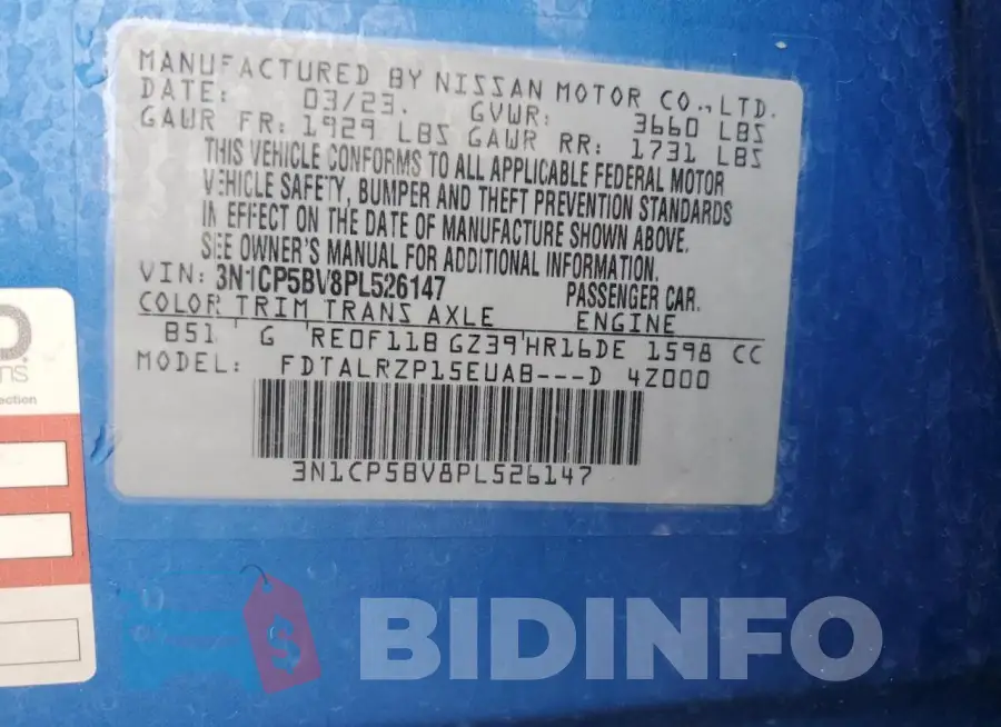 3N1CP5BV8PL526147 Photo# 12