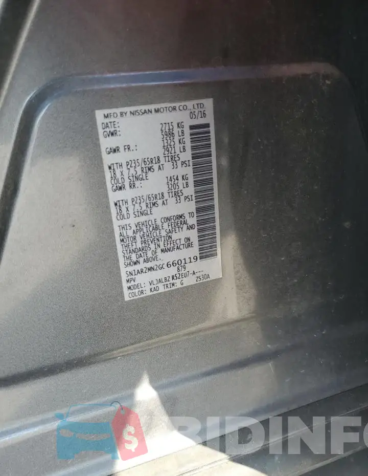 5N1AR2MN2GC660119 Photo# 12