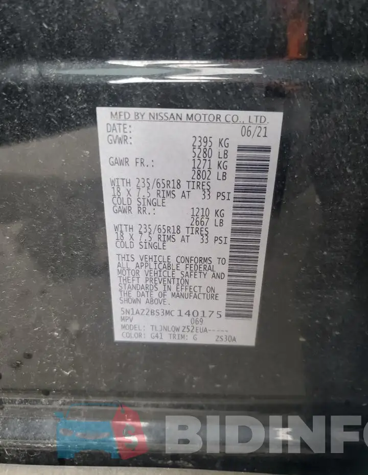 5N1AZ2BS3MC140175 Photo# 13