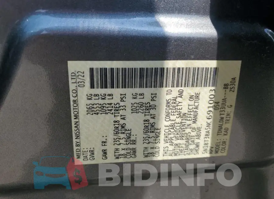 5N1BT3BA5NC691003 Photo# 13