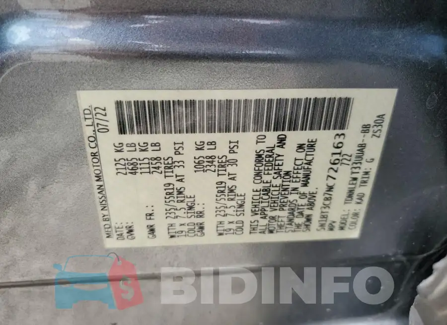 5N1BT3CB7NC726163 Photo# 13