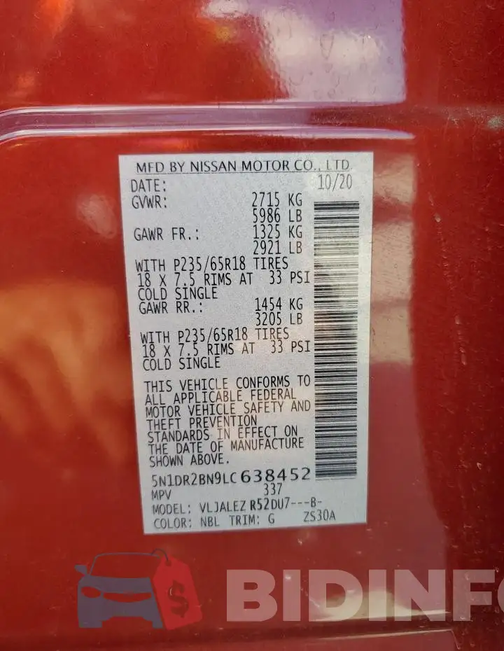 5N1DR2BN9LC638452 Photo# 12