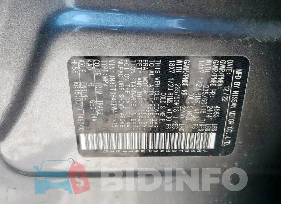 JN8BT3BA3PW411315 Photo# 13