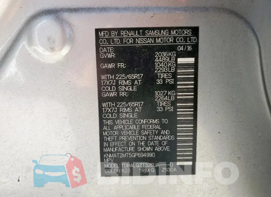 KNMAT2MT5GP694990 Photo# 14