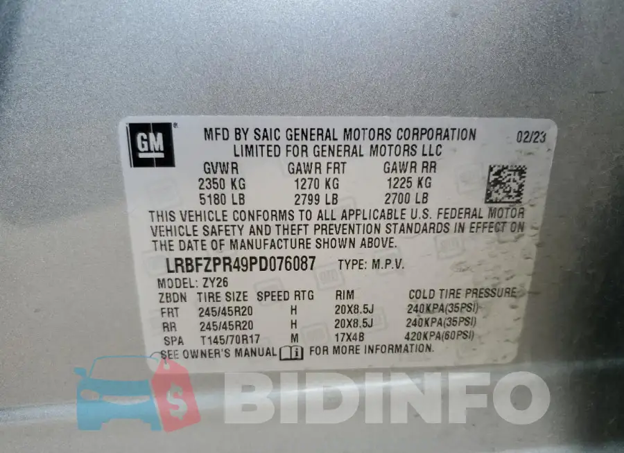 LRBFZPR49PD076087 Photo# 13