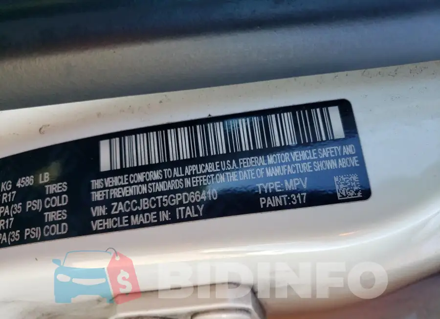ZACCJBCT5GPD66410 Photo# 13