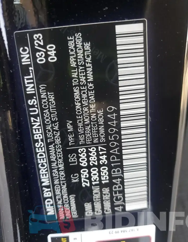 4JGFB4JB1PA959449 Photo# 13