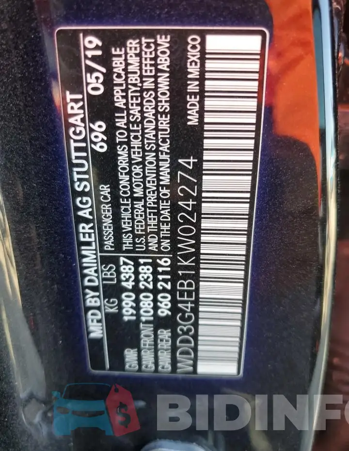 WDD3G4EB1KW024274 Photo# 12