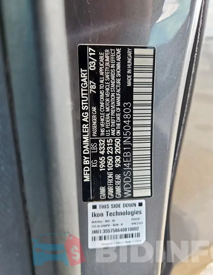 WDDSJ4EB1JN504803 Photo# 12
