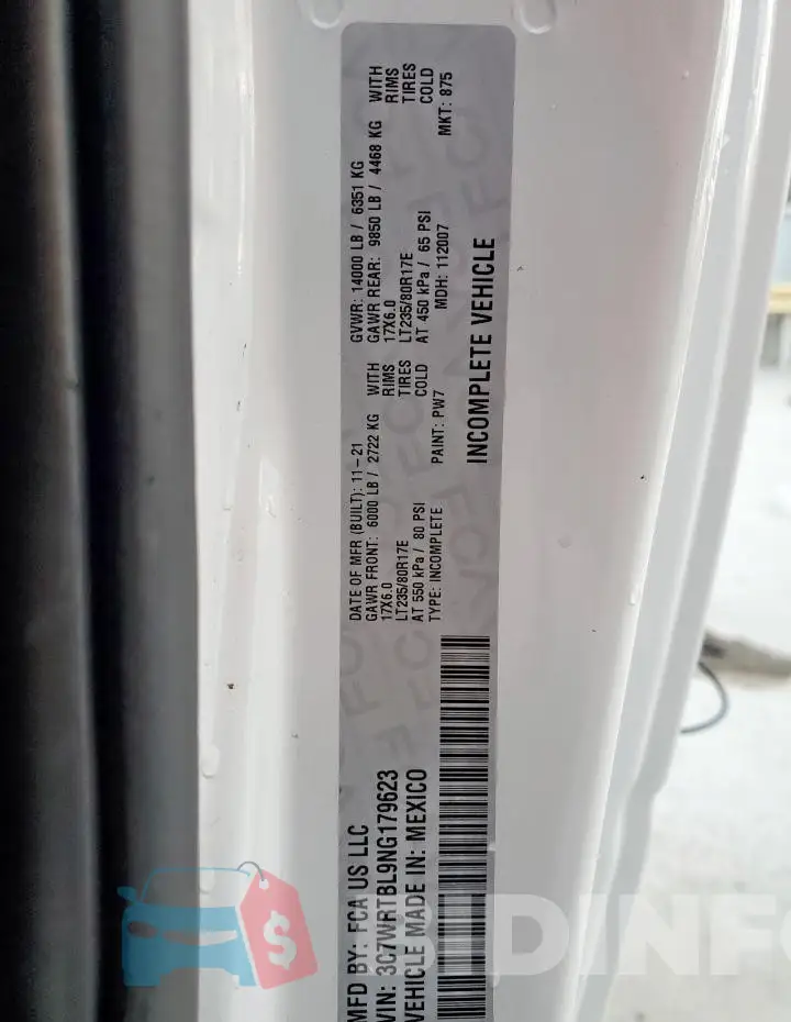 3C7WRTBL9NG179623 Photo# 12