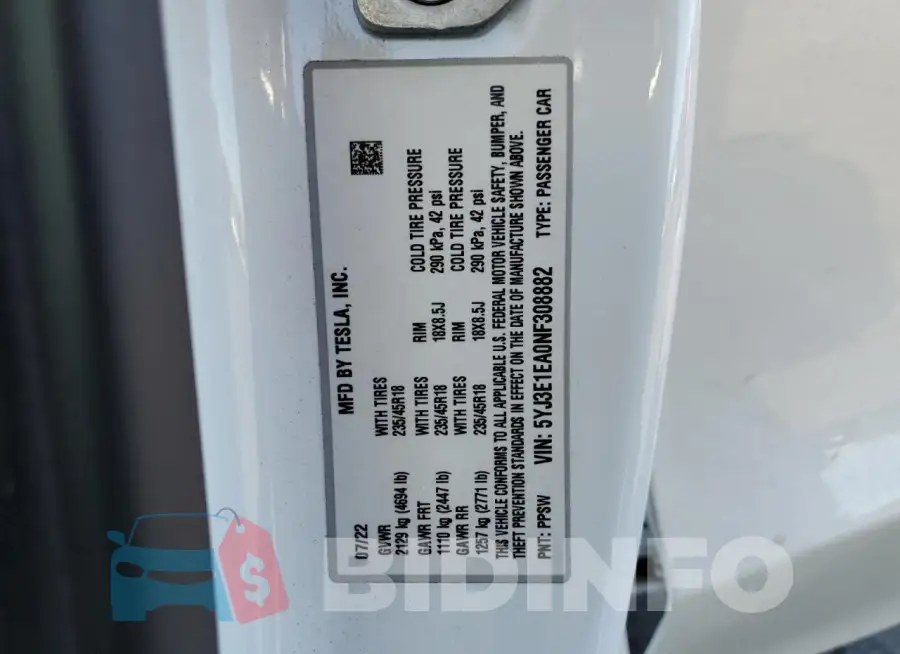 5YJ3E1EA0NF308882 Photo# 12