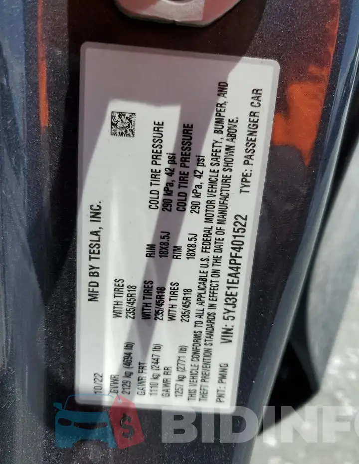 5YJ3E1EA4PF401522 Photo# 13