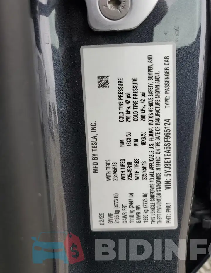 5YJ3E1EA5SF965124 Photo# 12