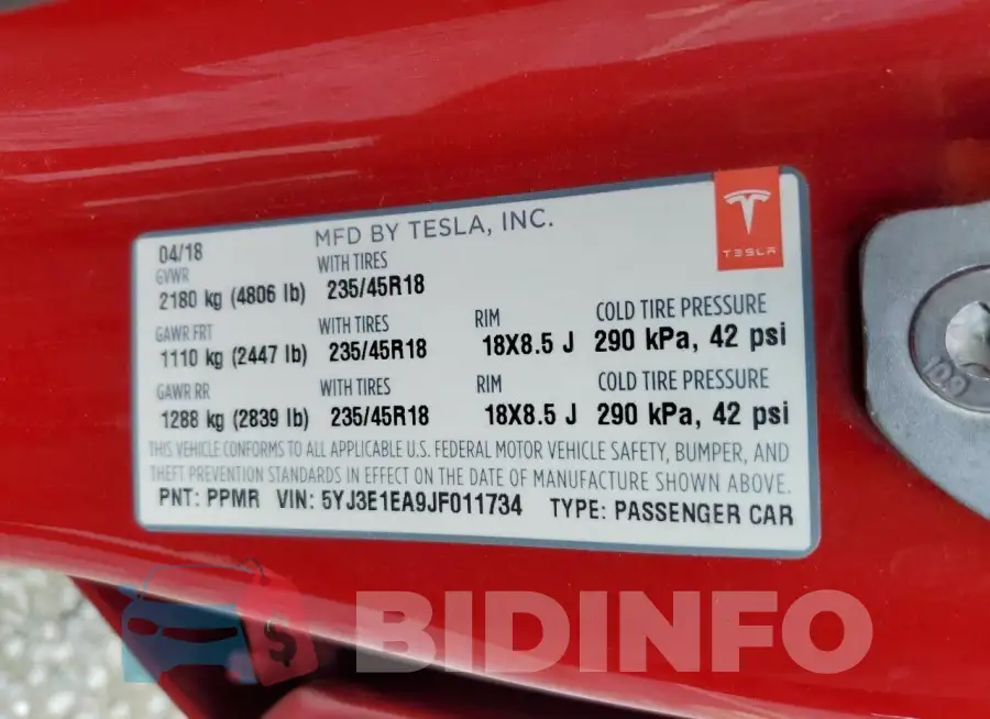 5YJ3E1EA9JF011734 Photo# 13