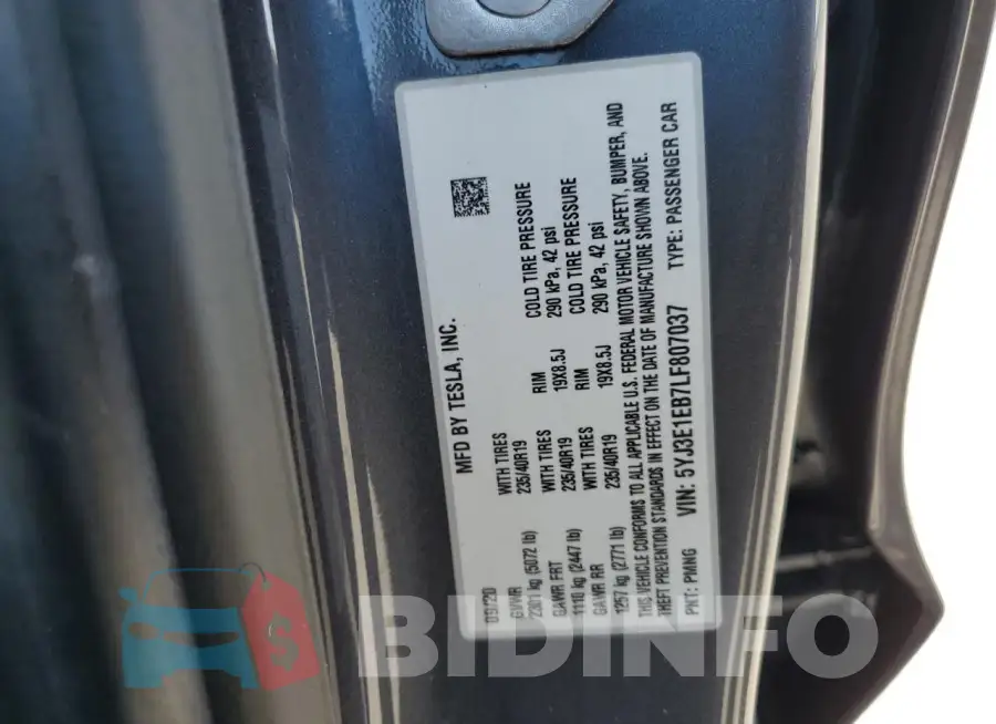 5YJ3E1EB7LF807037 Photo# 12