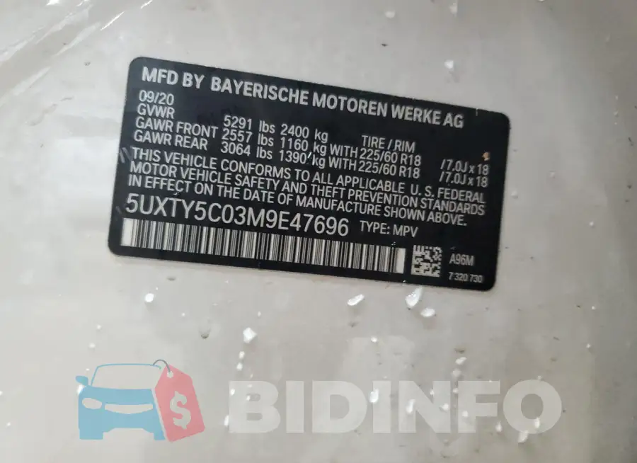 5UXTY5C03M9E47696 Photo# 13
