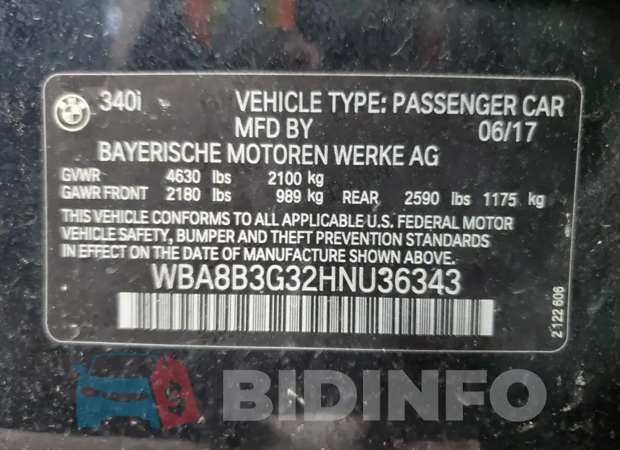 WBA8B3G32HNU36343 Photo# 12