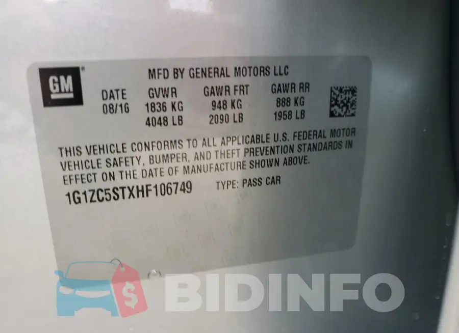 1G1ZC5STXHF106749 Photo# 12
