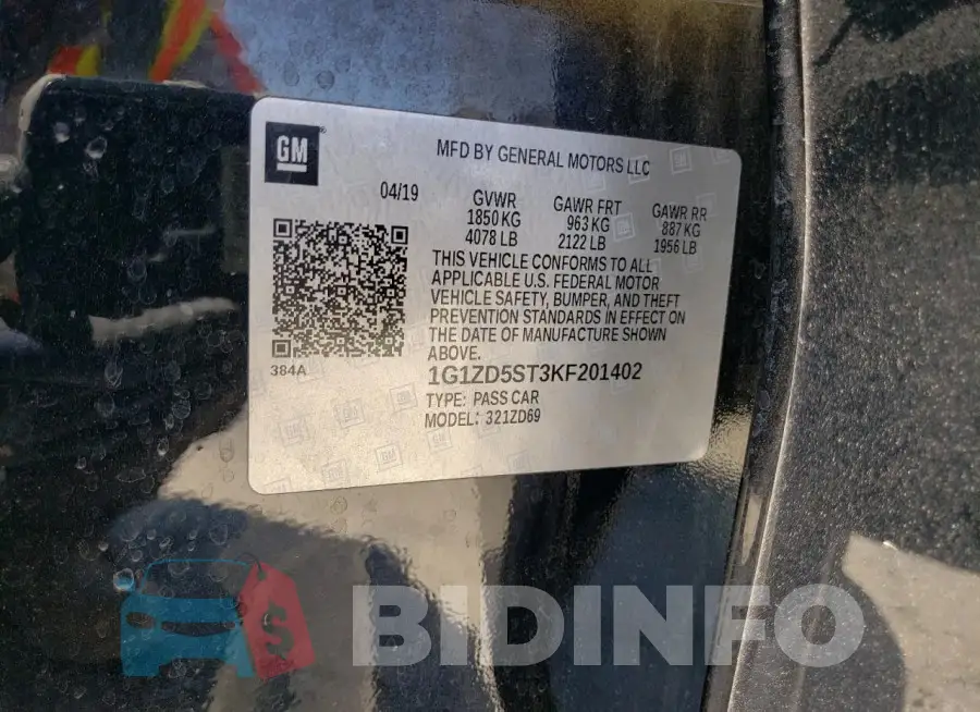 1G1ZD5ST3KF201402 Photo# 12
