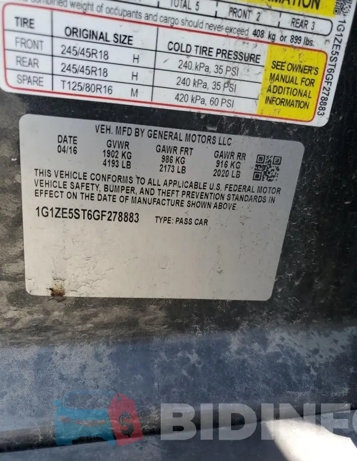 1G1ZE5ST6GF278883 Photo# 12