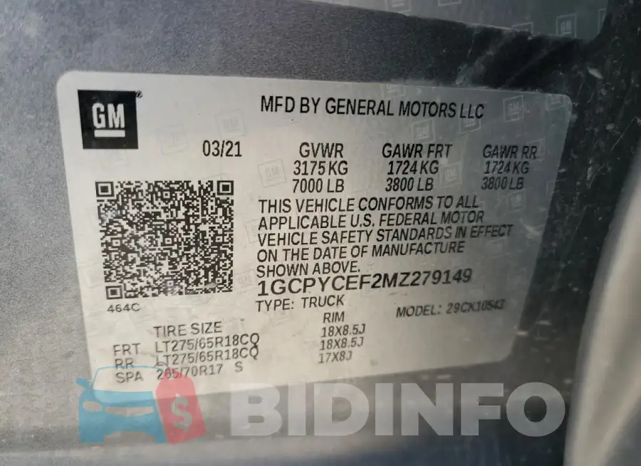1GCPYCEF2MZ279149 Photo# 12