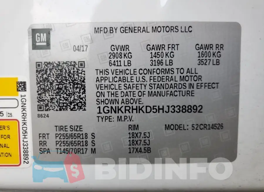 1GNKRHKD5HJ338892 Photo# 12
