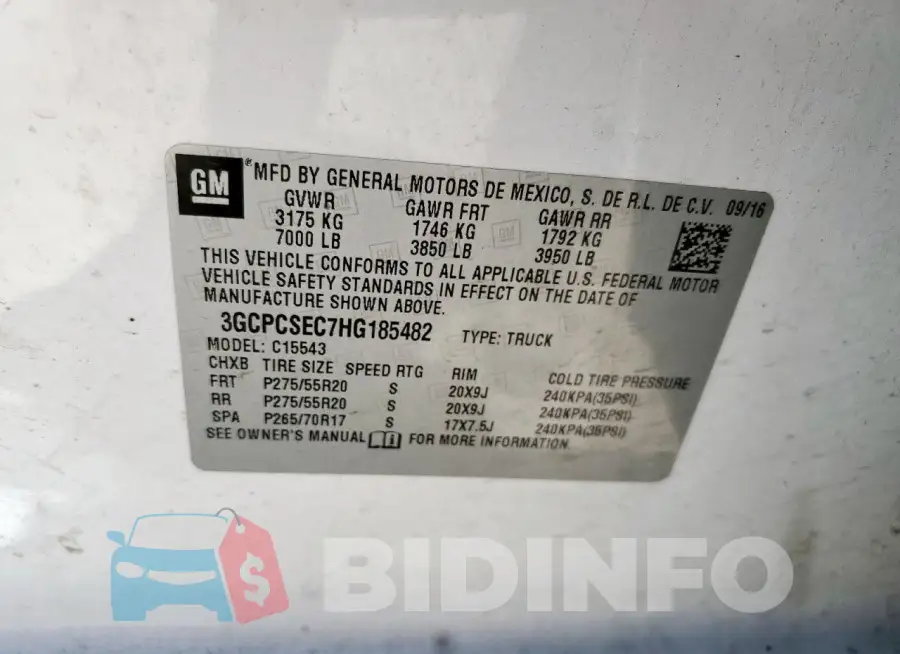 3GCPCSEC7HG185482 Photo# 12