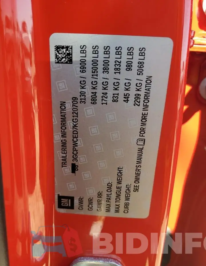 3GCPWCED7KG120709 Photo# 12