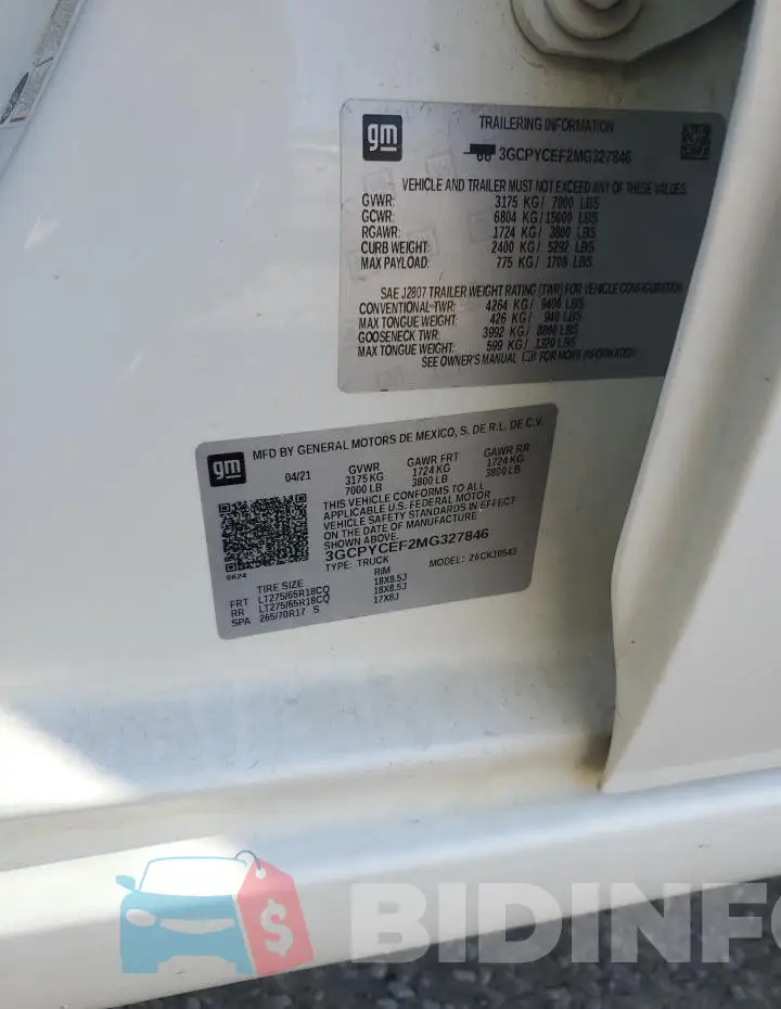 3GCPYCEF2MG327846 Photo# 13