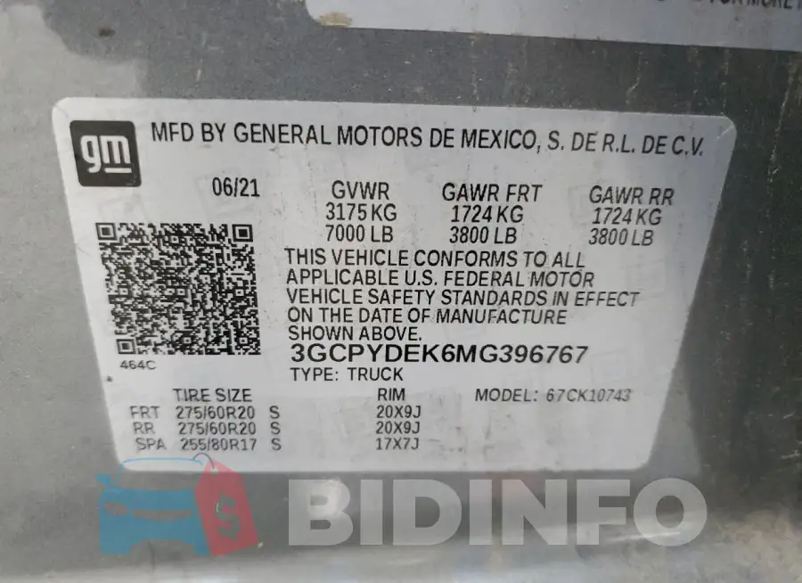 3GCPYDEK6MG396767 Photo# 12