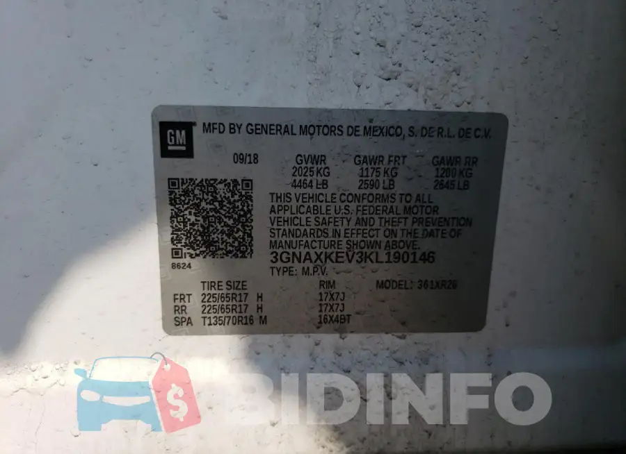 3GNAXKEV3KL190146 Photo# 14