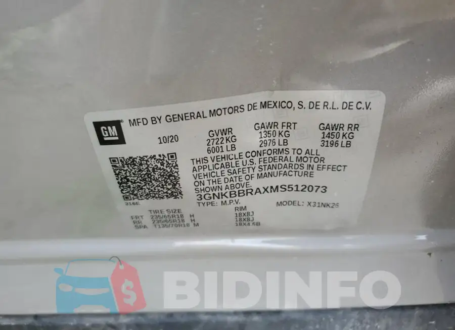 3GNKBBRAXMS512073 Photo# 13